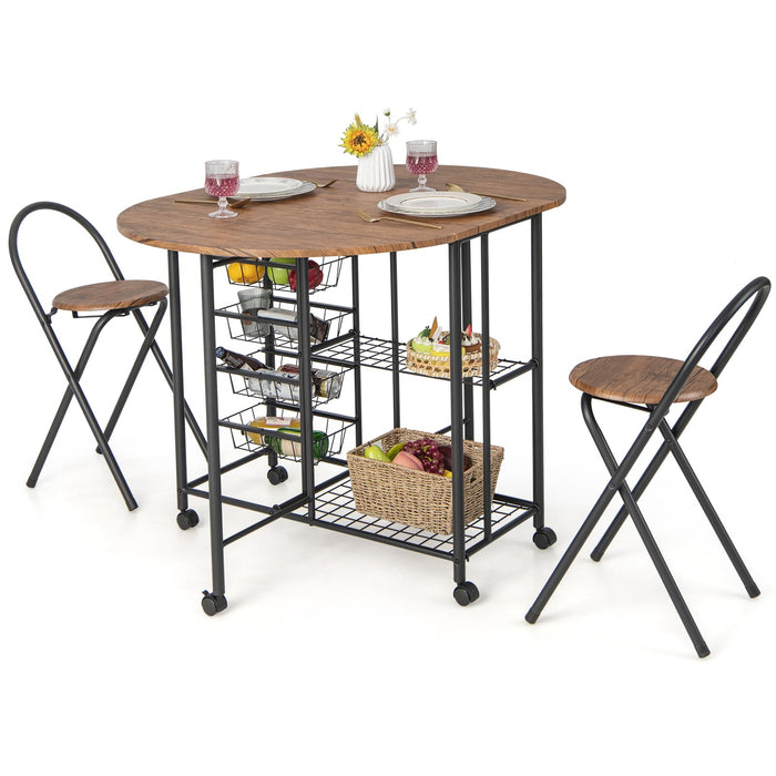 Giantex 3 PCS Folding Dining Table & Chair Set