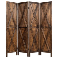 Giantex 4-Panel Wood Room Divider, 170cm Tall Folding Privacy Screen with X-Shaped Ornament