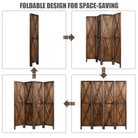 Giantex 4-Panel Wood Room Divider, 170cm Tall Folding Privacy Screen with X-Shaped Ornament