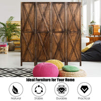 Giantex 4-Panel Wood Room Divider, 170cm Tall Folding Privacy Screen with X-Shaped Ornament