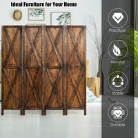 Giantex 4-Panel Wood Room Divider, 170cm Tall Folding Privacy Screen with X-Shaped Ornament