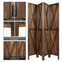 Giantex 4-Panel Wood Room Divider, 170cm Tall Folding Privacy Screen with X-Shaped Ornament