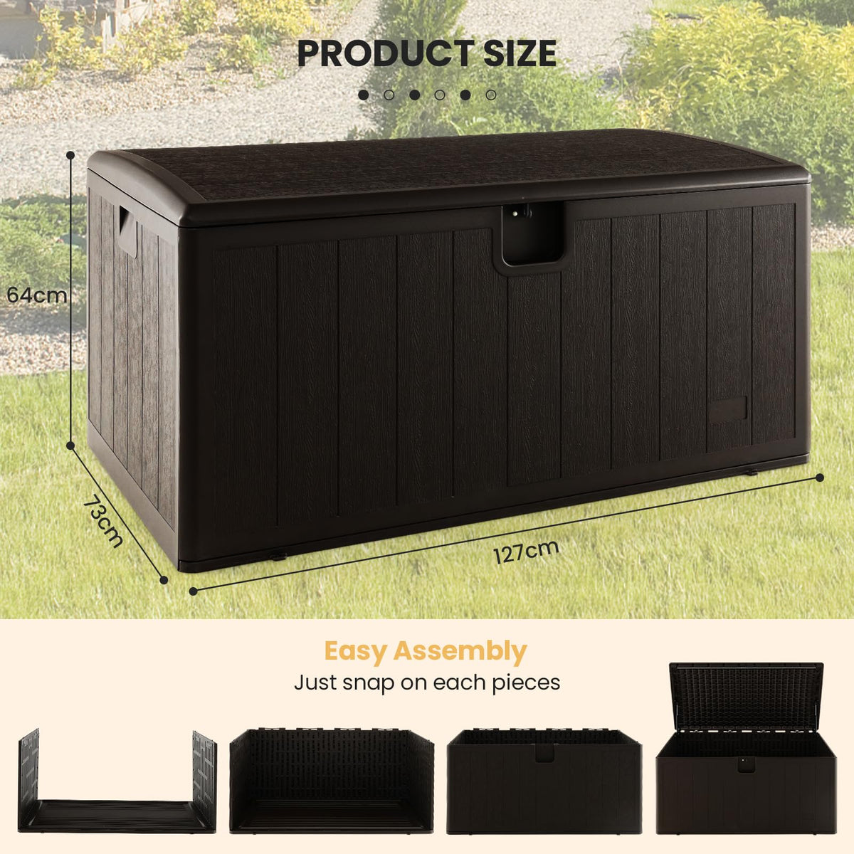 Giantex 492 L Outdoor Storage Desk Box, Weather Resistant Resin Storage Bin with Lid, Brown