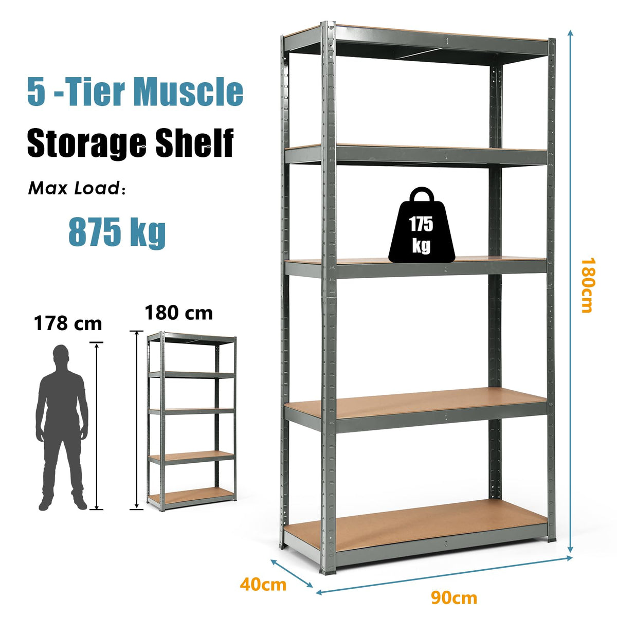 Giantex 5-Tier Metal Shelving Rack