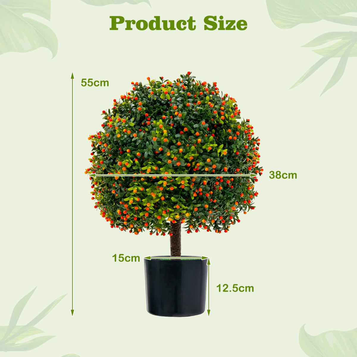 Giantex 55cm Artificial Boxwood Topiary Ball Tree
