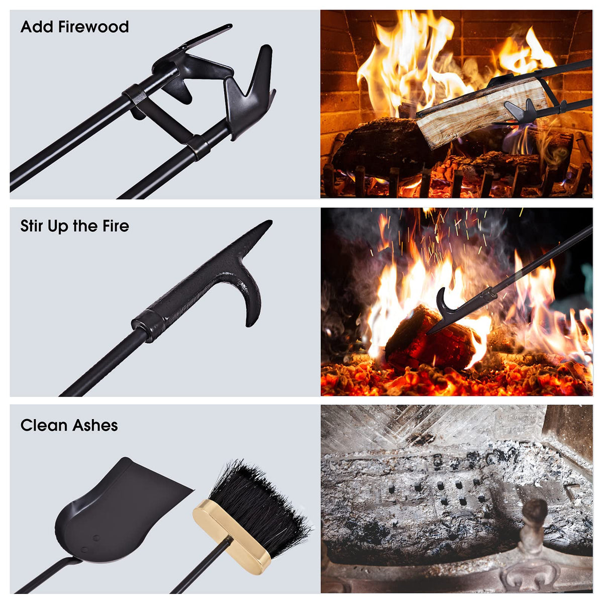 Giantex 5 PCS Iron Fireplace Set, Fireplace Tool Set