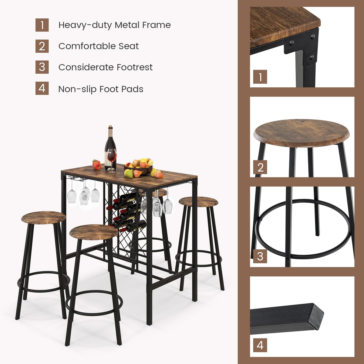 Giantex 5 Pieces Bar Table and Stools Set