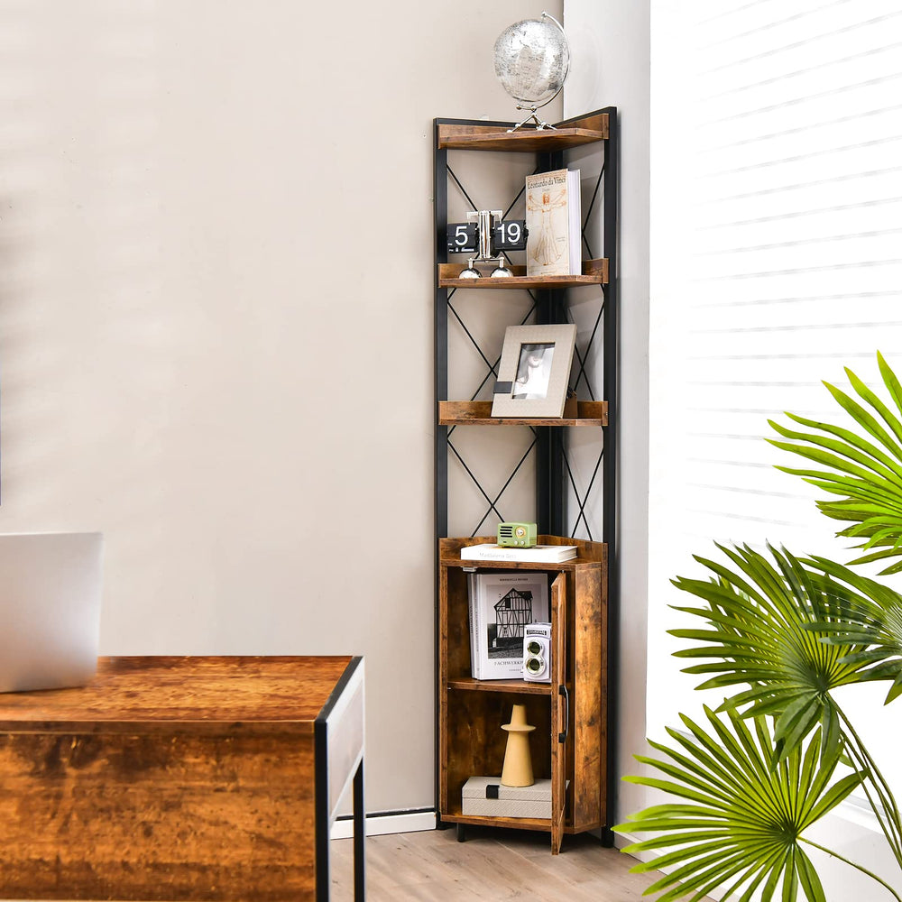 Giantex 6-Tier Corner Shelf, Standing Bookcase Bookshelf with 5-Level ...