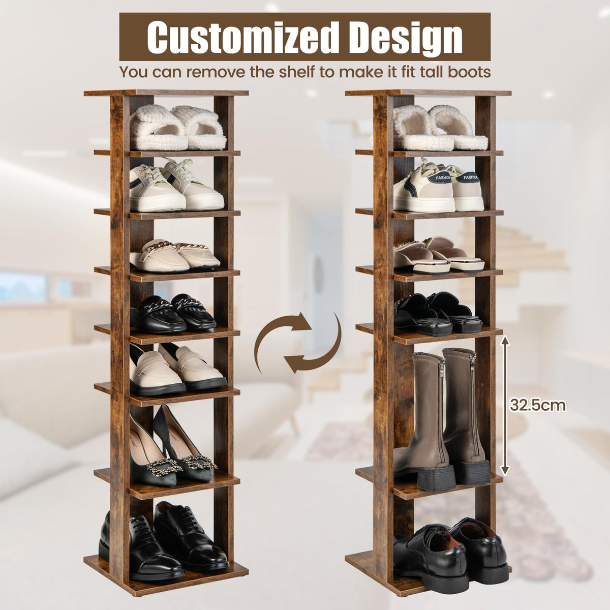 Giantex 7-Tier Vertical Shoe Rack, Shoe Storage Organizer