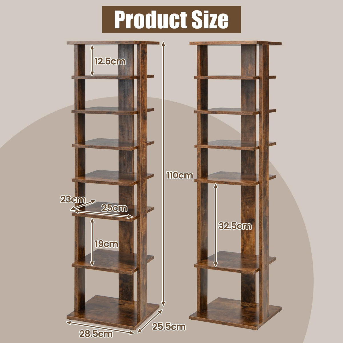 Giantex 7-Tier Vertical Shoe Rack, Shoe Storage Organizer