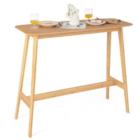 Giantex Bamboo Bar Table, 120cm Rectangular Bar Height Pub Table with Sturdy Wooden Construction & Easy Cleaning Surface