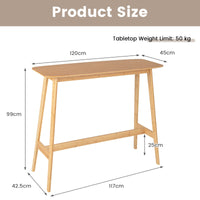 Giantex Bamboo Bar Table, 120cm Rectangular Bar Height Pub Table with Sturdy Wooden Construction & Easy Cleaning Surface