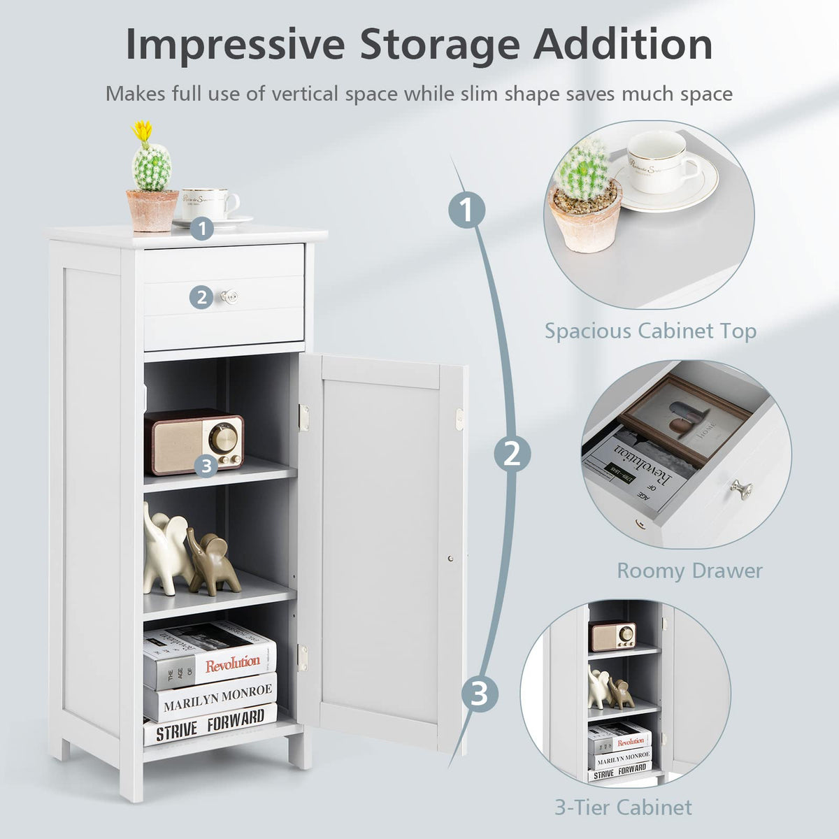 Giantex Bathroom Floor Cabinet, Storage Cabinet with Single Door