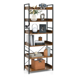 Giantex Bookshelf, 6-Tier Storage Rack w/ 4 Hooks