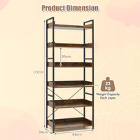 Giantex Bookshelf, 6-Tier Storage Rack w/ 4 Hooks