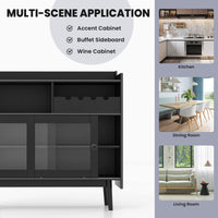 Giantex Buffet Sideboard, Modern Pantry Cupboard with 2 Sliding Tempered Glass Doors