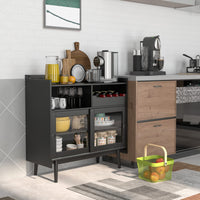 Giantex Buffet Sideboard, Modern Pantry Cupboard with 2 Sliding Tempered Glass Doors