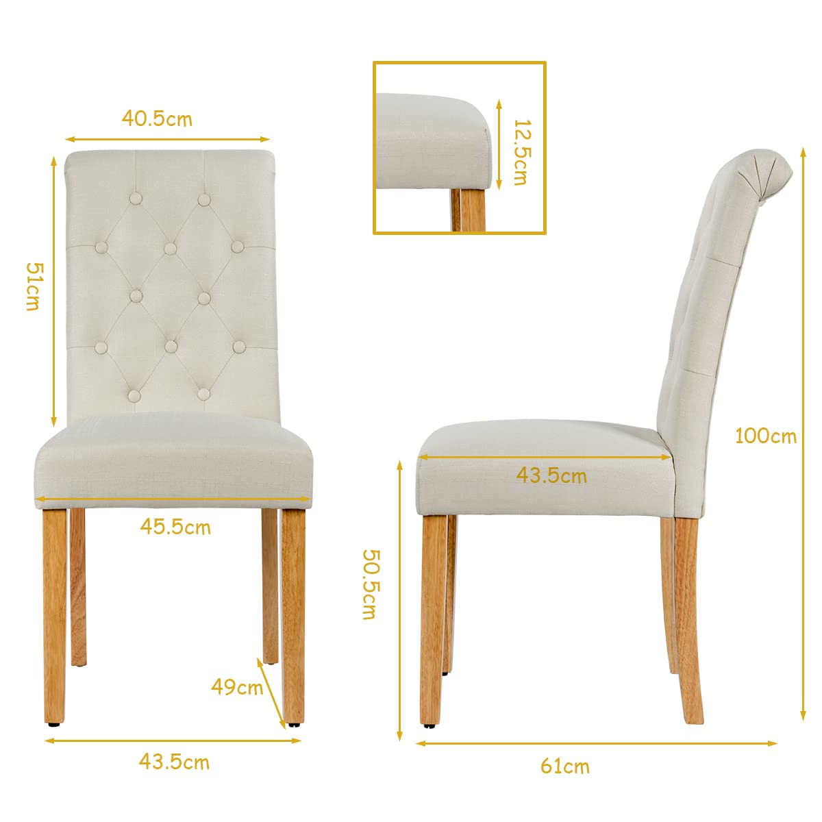 Giantex Button Tufted Dining Chairs, Upholstered Fabric Side Chairs