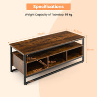 Giantex Coffee Table with Storage, Industrial Center Table with Open Shelf & 3 Storage Cubbies