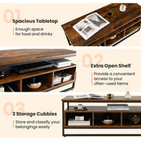 Giantex Coffee Table with Storage, Industrial Center Table with Open Shelf & 3 Storage Cubbies