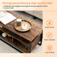 Giantex Coffee Table with Storage, Industrial Center Table with Open Shelf & 3 Storage Cubbies