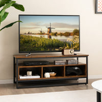 Giantex Coffee Table with Storage, Industrial Center Table with Open Shelf & 3 Storage Cubbies