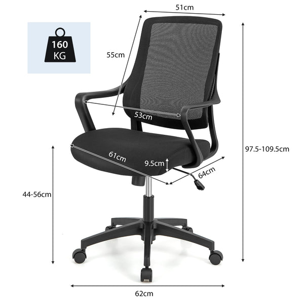 Giantex Ergonomic Office Chair, Modern Breathable Mesh Chair w/Curved Backrest & Armrest
