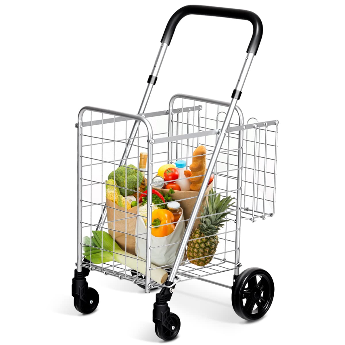 Giantex Folding Shopping Cart, 52D x 43W x 89.5H