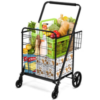 Giantex Folding Shopping Cart, Extra Jumbo Double Basket Grocery Cart