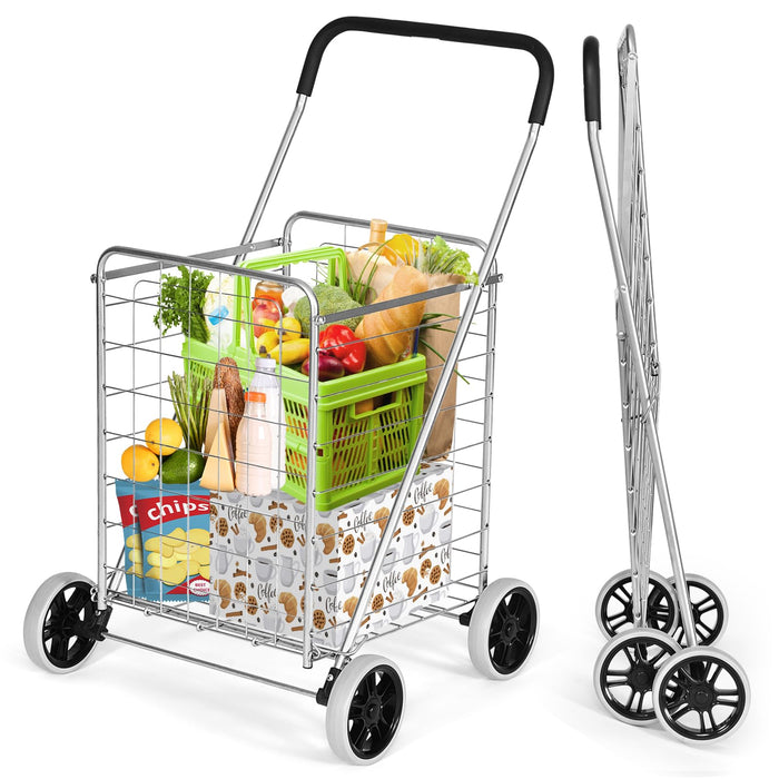 Giantex Folding Shopping Cart, 58D x 56W x 92H