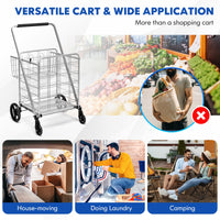 Giantex Folding Shopping Cart, Extra Jumbo Double Basket Grocery Cart