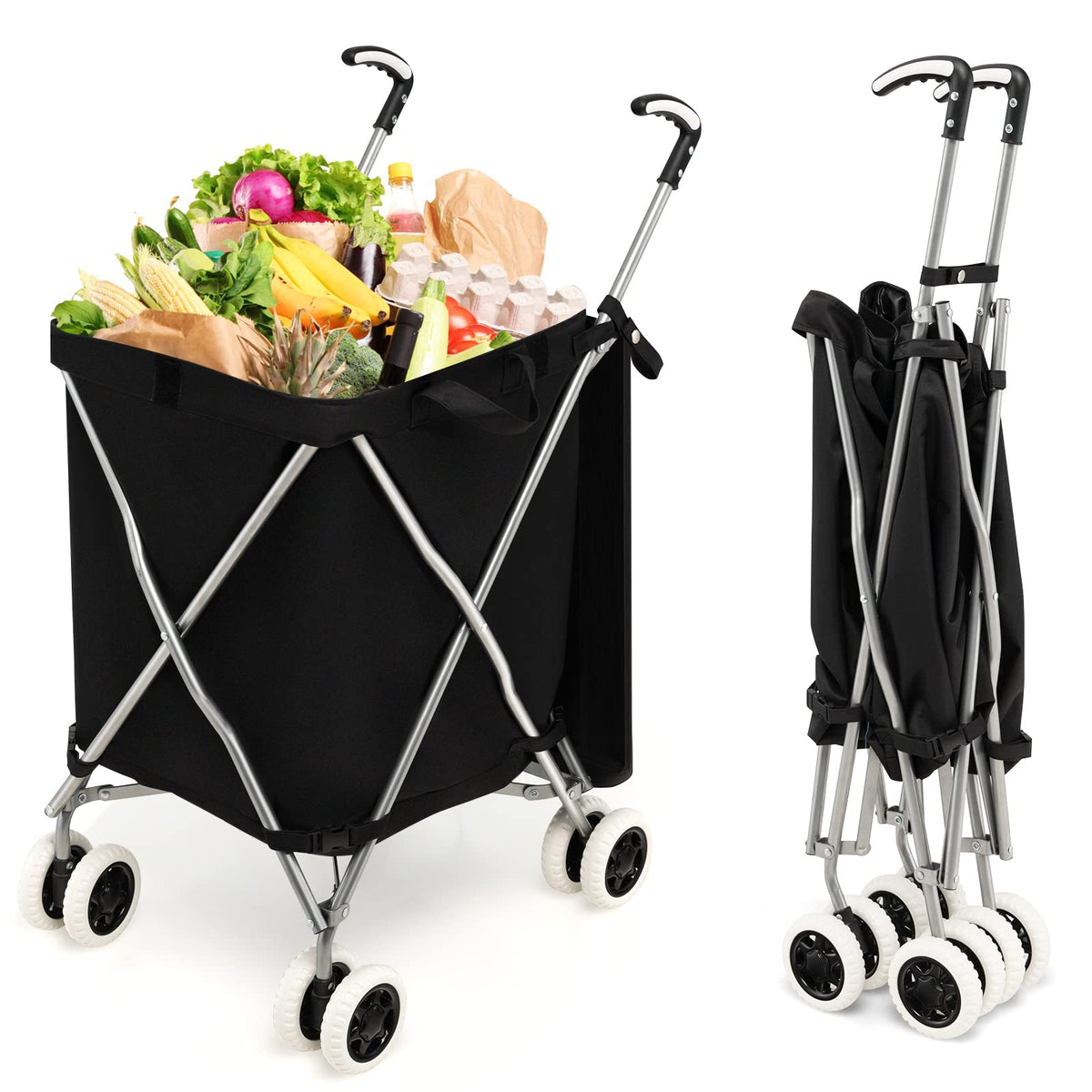 Giantex Folding Shopping Cart with Wheels