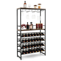 Giantex Freestanding Wine Bakers Rack, Industrial Floor Wine Rack