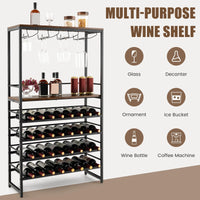 Giantex Freestanding Wine Bakers Rack, Industrial Floor Wine Rack