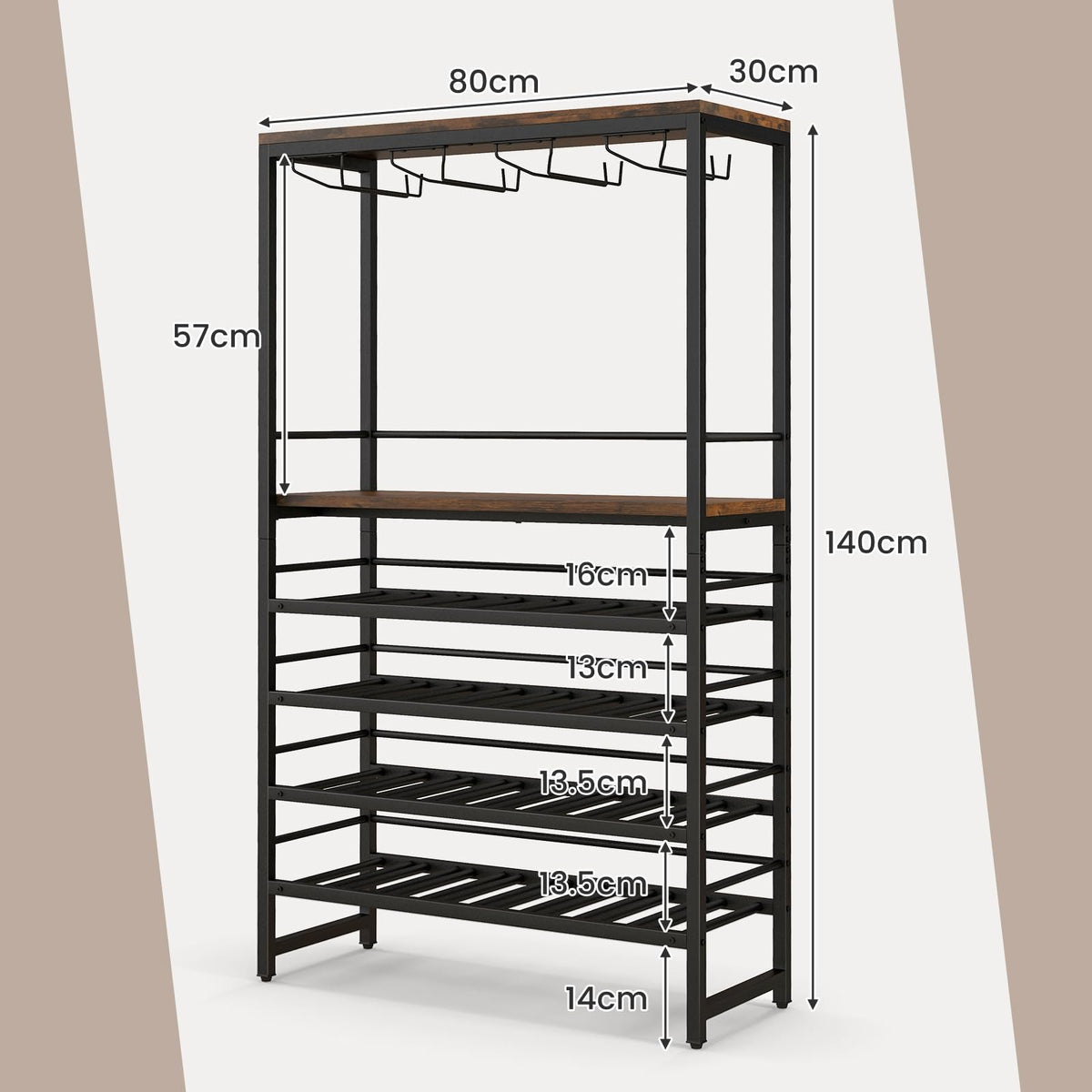 Giantex Freestanding Wine Bakers Rack, Industrial Floor Wine Rack