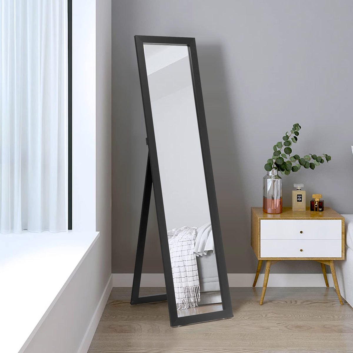 Giantex Full-Length Wood Mirror, Standing Mirror & Wall Mirror