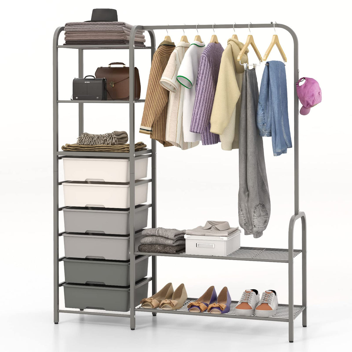 Giantex Heavy Duty Garment Rack, Freestanding Closet Organizer with 6 Removable Drawers