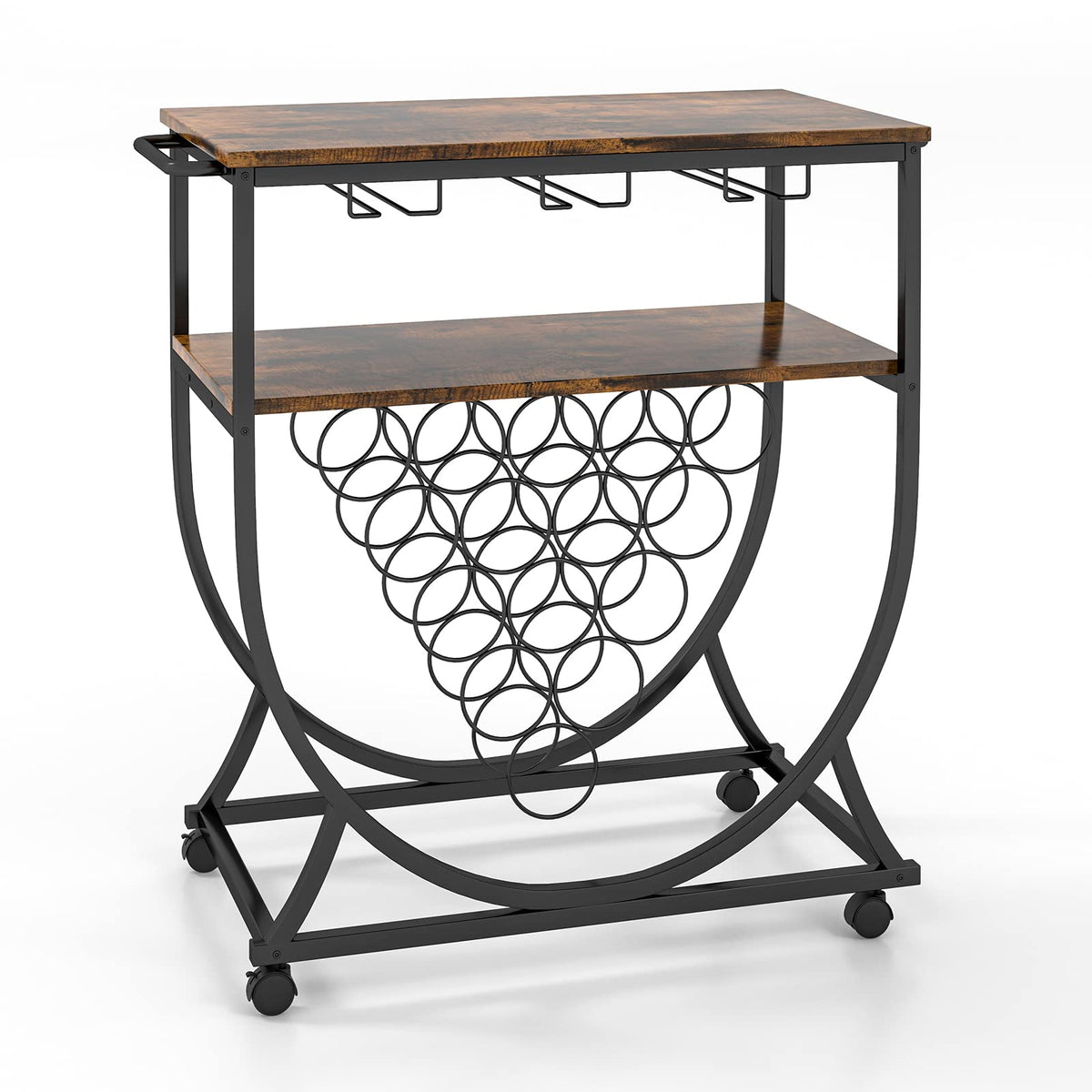 Giantex Industrial Bar Cart, Serving Cart with Wheels and Handles