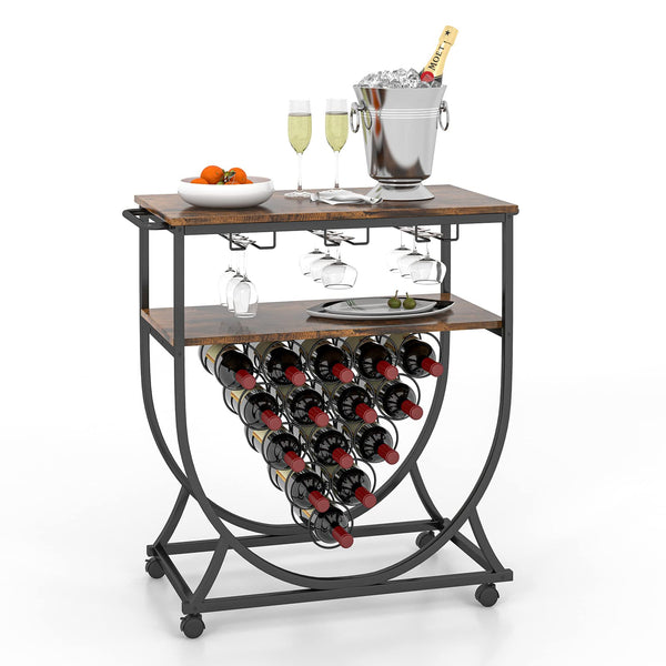 Giantex Industrial Bar Cart, Serving Cart with Wheels and Handles