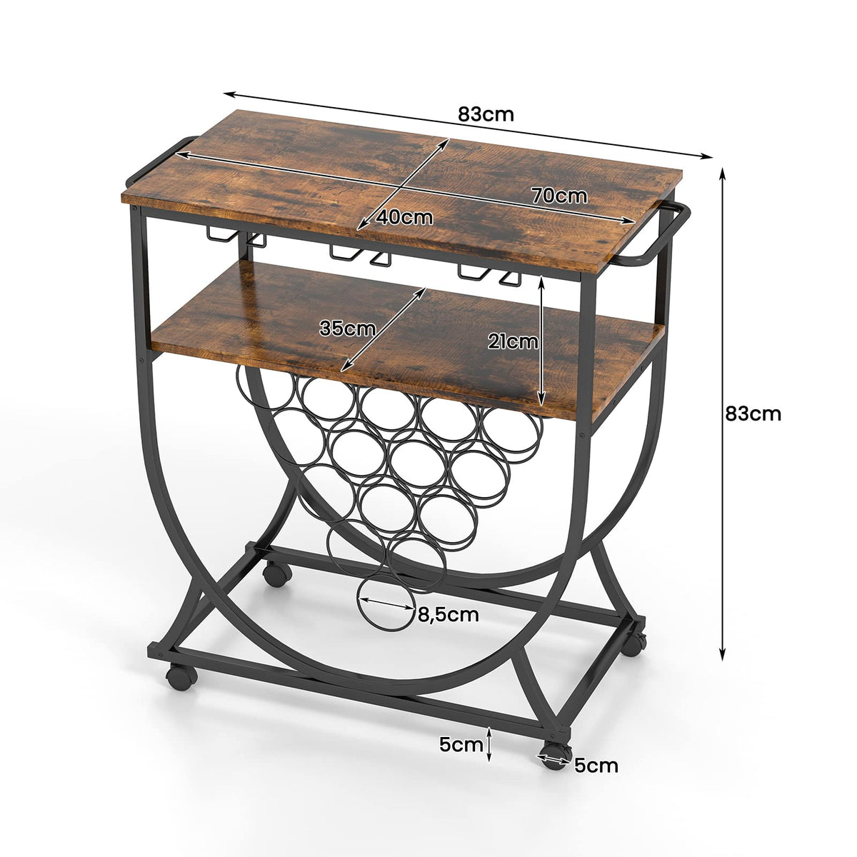 Giantex Industrial Bar Cart, Serving Cart with Wheels and Handles