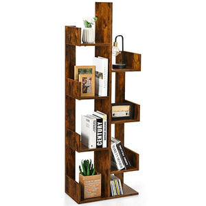 Giantex Industrial Bookcase, Tree-Shaped Bookshelf W/ 8 Storage Shelves