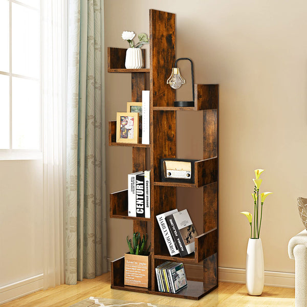 Giantex Industrial Bookcase, Tree-Shaped Bookshelf W/ 8 Storage Shelves