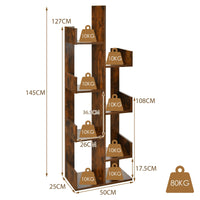 Giantex Industrial Bookcase, Tree-Shaped Bookshelf W/ 8 Storage Shelves