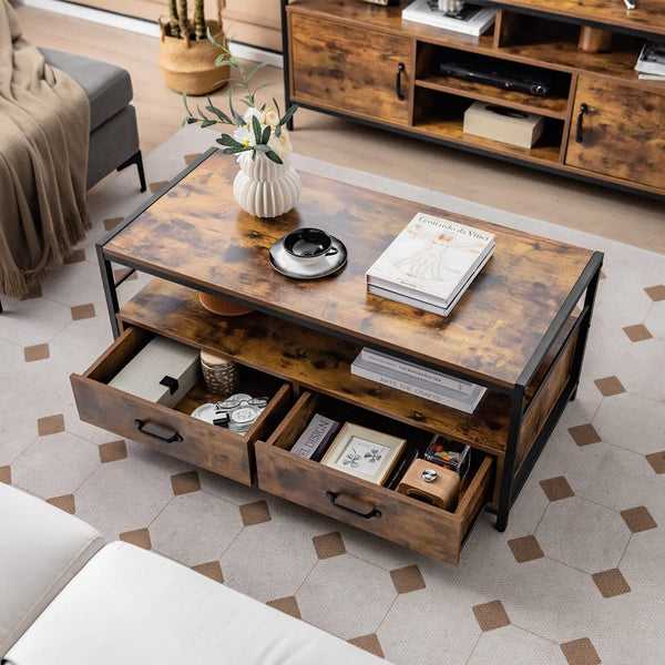 Giantex Industrial Coffee Table with Storage