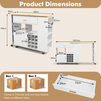 Giantex Kitchen Island Cart Bar Table Combo, 2-in-1 Reversible Mobile Serving Cart