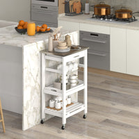 Giantex Kitchen Island on Wheels, Rolling Kitchen Cart with Stainless Steel Countertop