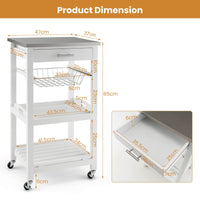 Giantex Kitchen Island on Wheels, Rolling Kitchen Cart with Stainless Steel Countertop