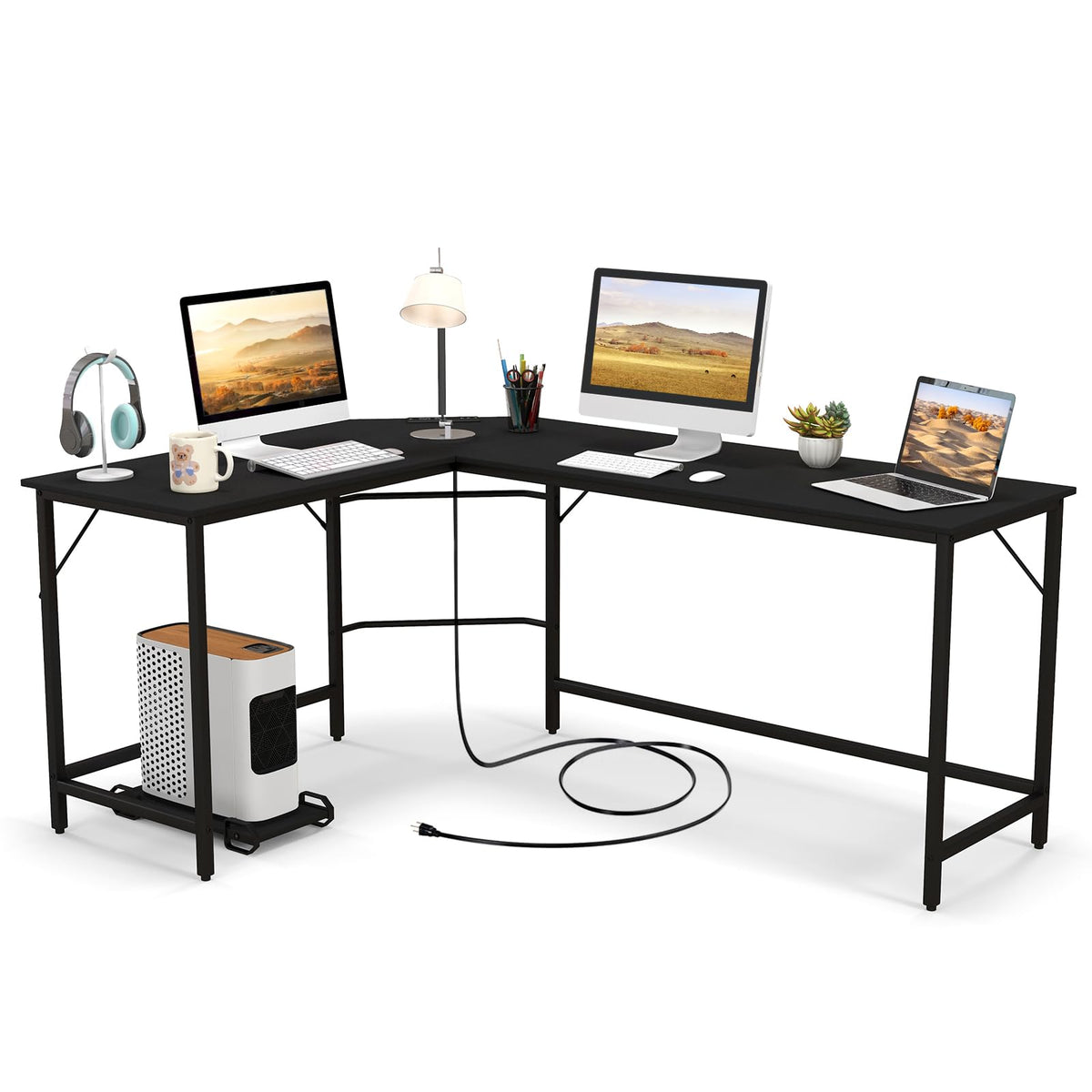 Giantex L-Shaped Desk with Power Outlet