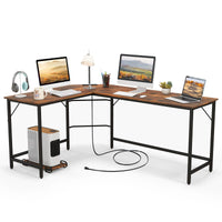 Giantex L-Shaped Desk with Power Outlet