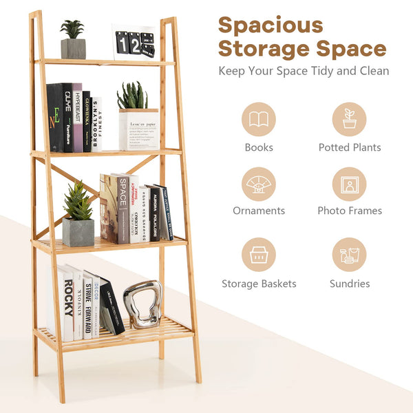 Giantex Ladder Bookshelf, 4-Tier Freestanding Bookcase